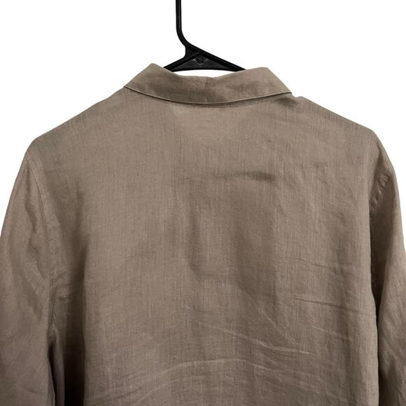 J. Jill 100% Linen Button Down Long Sleeve Tunic Top Tan Brown Lagenlook Size XL - Picture 4 of 12